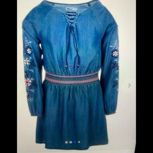 Epic threads Girls Embroidered Cold Shoulder Dress Denim. Size 6X . NEW - Picture 2 of 7